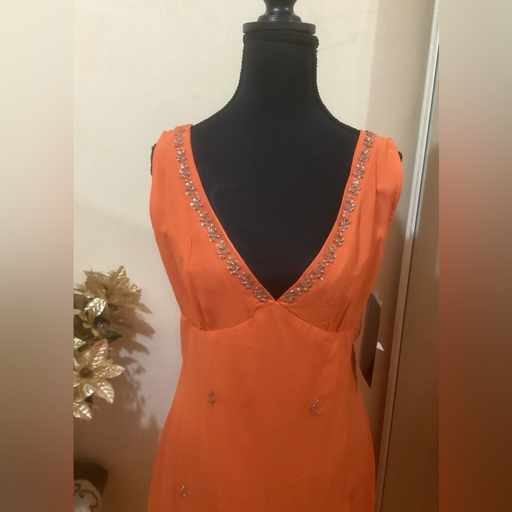 Rampage NWT Elegant Orange Sleeveless Dress with Rhinestones - Picture 2 of 7
